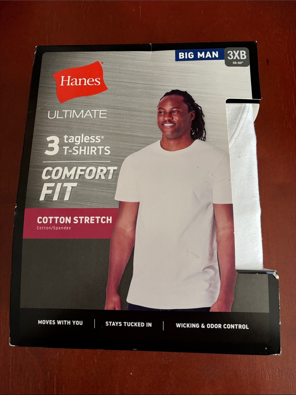 Hanes White Ultimate Tagless Comfort Fit Cotton Stretch T-Shirts - 3 Pack NWT